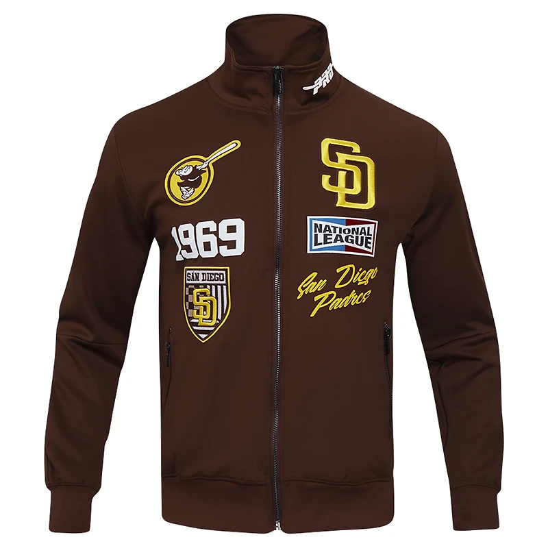 Veste de survêtement entièrement zippée Pro Standard marron San Diego Padres Fast Lane pour hommes