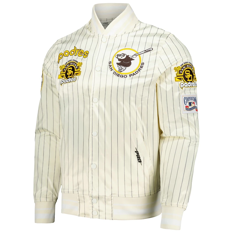Veste Pro Standard pour hommes San Diego Padres Cooperstown Collection Pinstripe Retro Classic Satin Full-Snap