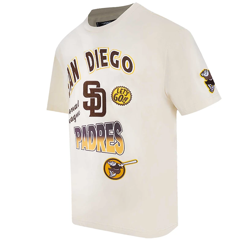 Men's Pro Standard Cream San Diego Padres Turn It Up Dropped Shoulder T-Shirt