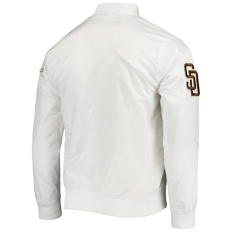 Men's Pro Standard White San Diego Padres Wordmark Satin Full-Snap Jacket