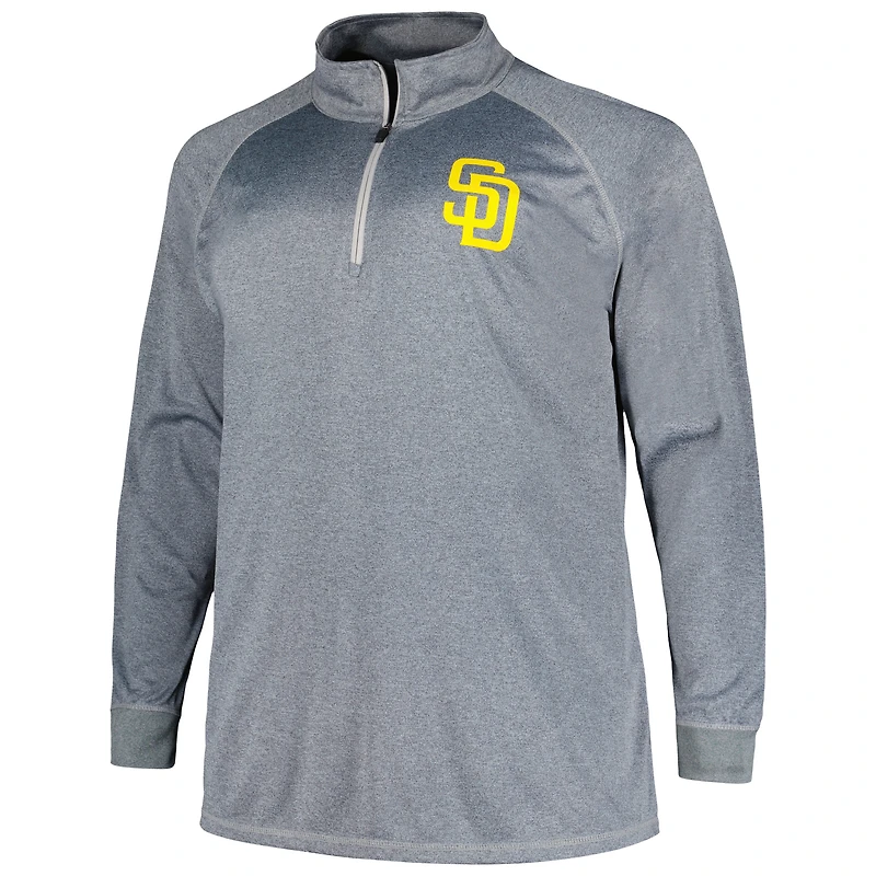 Haut raglan à quart de zip pour hommes Profile gris San Diego Padres Big & Tall