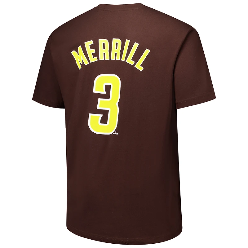 T-shirt Jackson Merrill Brown pour homme avec nom et numéro Big & Tall des Padres de San Diego
