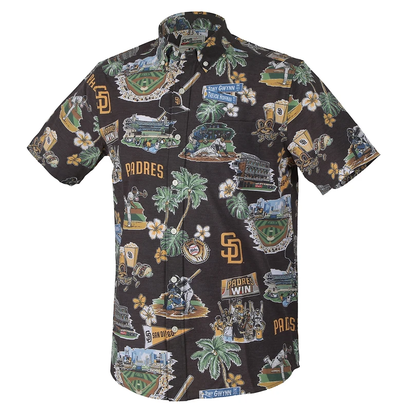 Chemise hawaïenne à boutons Reyn Spooner Brown San Diego Padres pour homme, grandes tailles, Scenic Performance Tri-Blend.