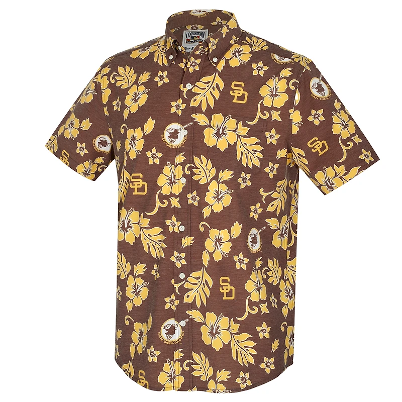 Men's Reyn Spooner Brown San Diego Padres Cooperstown Kekai Performance Button-Down Tri-Blend Top