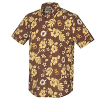 Men's Reyn Spooner  Brown San Diego Padres Cooperstown Kekai Performance Button-Down Tri-Blend Top