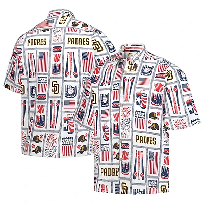 Chemise boutonnée Reyn Spooner pour homme, blanche, San Diego Padres Americana