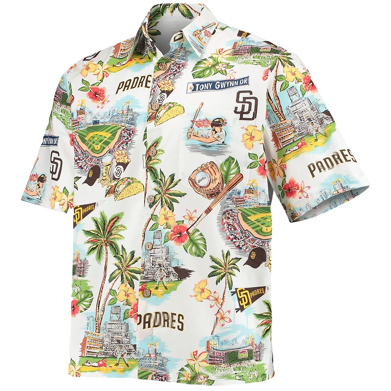 Chemise boutonnée à logo scénique des San Diego Padres Reyn Spooner pour homme, blanche