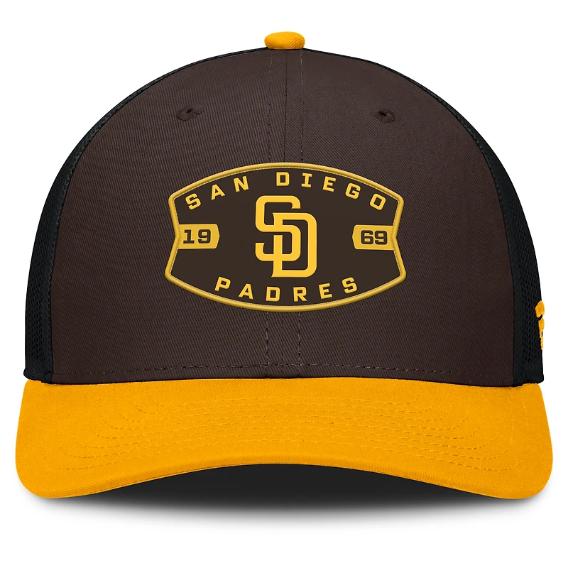 Casquette camionneur ajustable marron/dorée Fanatics des Padres de San Diego pour homme