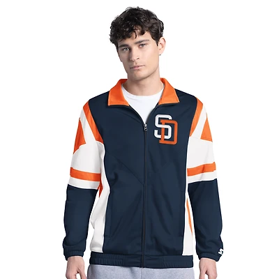 Men's Starter Brown/Gold San Diego Padres Contender Tricot Full-Zip Track Jacket