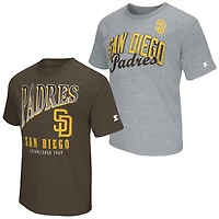 Ensemble de deux t-shirts Starter marron/gris chiné des Padres San Diego pour homme