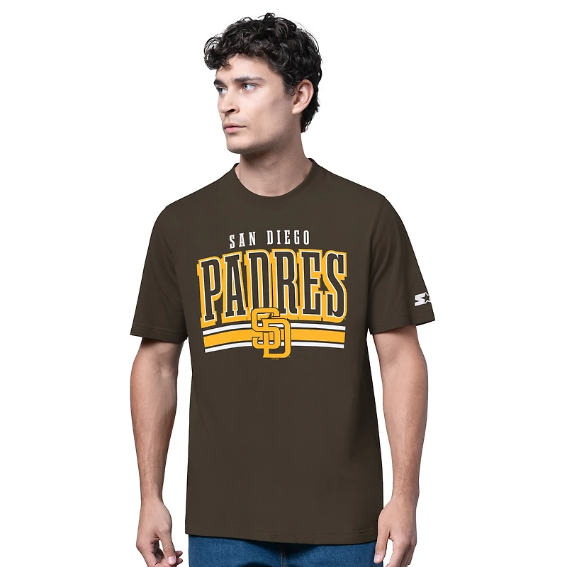 Ensemble de deux t-shirts à manches longues et courtes Starter pour homme, gris chiné/marron, San Diego Padres