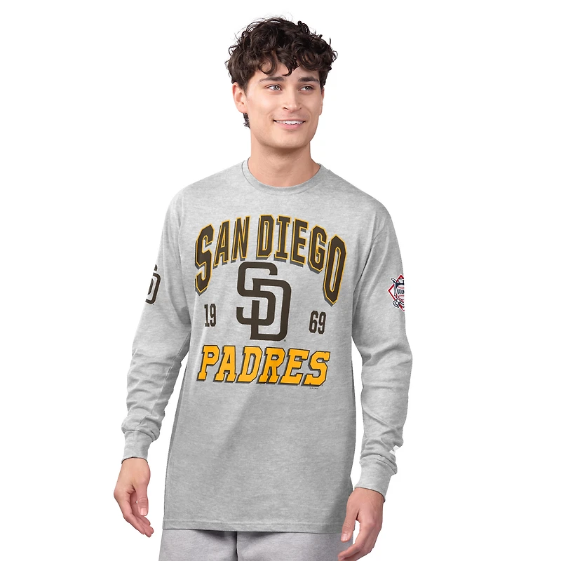 Men's Starter  Heather Gray/Brown San Diego Padres Two-Pack Long Sleeve & Short T-Shirt Set