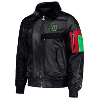 Veste en satin entièrement zippée pour homme Starter x Ty Mopkins Black San Diego Padres History Month
