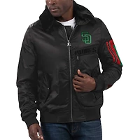 Veste en satin entièrement zippée pour homme Starter x Ty Mopkins Black San Diego Padres History Month