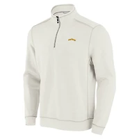 Men's Tommy Bahama Cream San Diego Padres Sport Tobago Bay Tri-Blend Half-Zip Sweatshirt