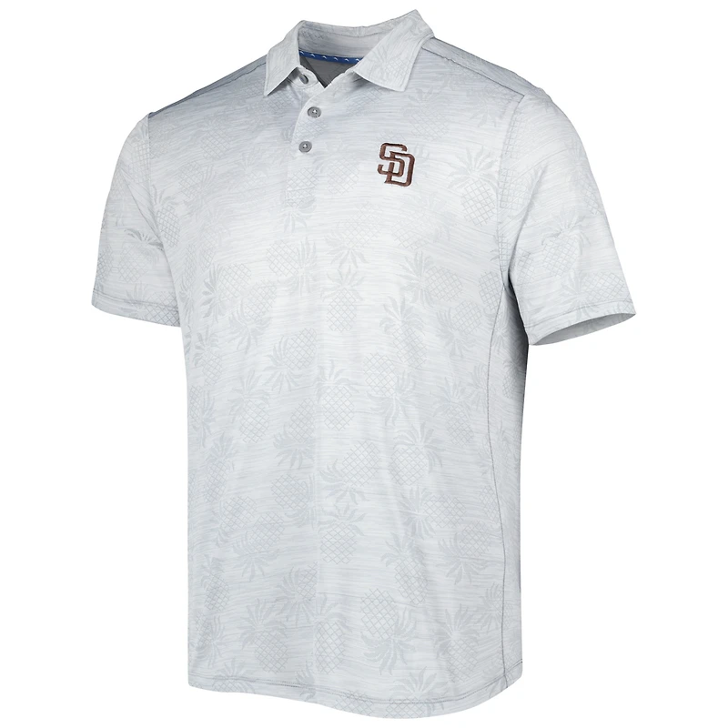 Men's Tommy Bahama Gray San Diego Padres IslandZone Pineapple Palm Coast Polo