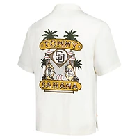 Chemise de camp boutonnée Paradiso du lanceur Tommy Bahama San Diego Padres blanche pour hommes