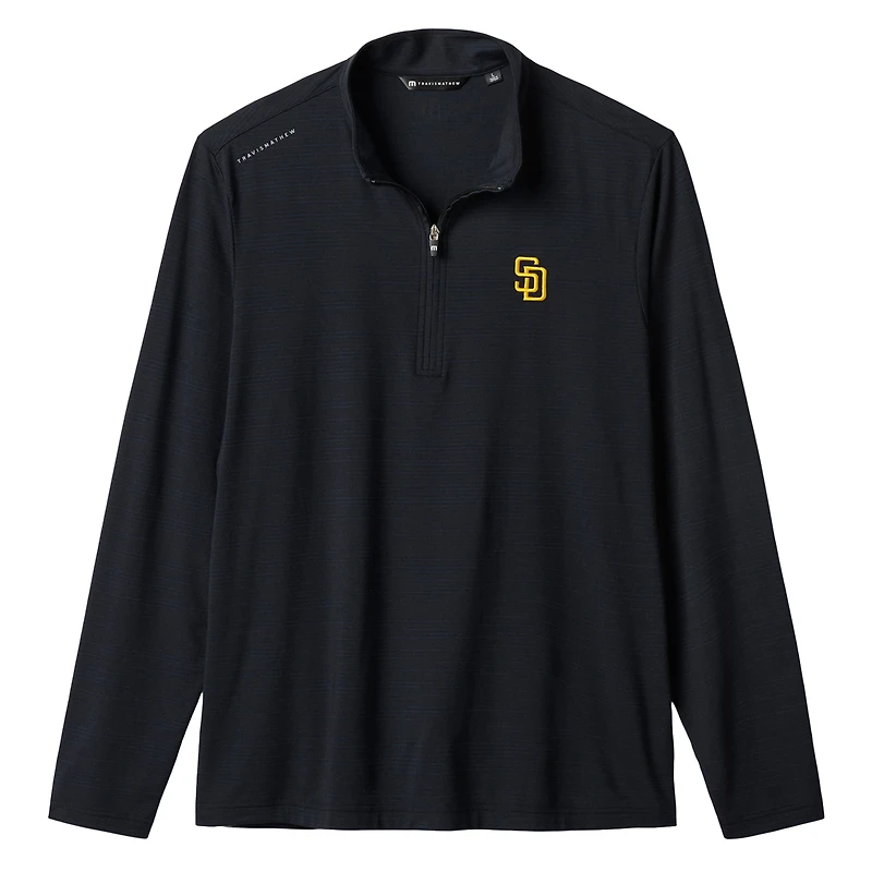Men's TravisMathew Heather Black San Diego Padres Bullpen Quarter-Zip Pullover