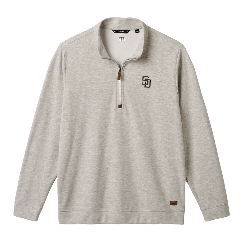 Men's TravisMathew Heather Gray San Diego Padres Cloud Home Game Quarter-Zip Tri-Blend Pullover