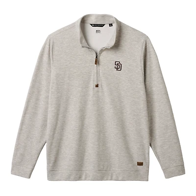 Men's TravisMathew  Heather Gray San Diego Padres Cloud Home Game Quarter-Zip Tri-Blend Pullover