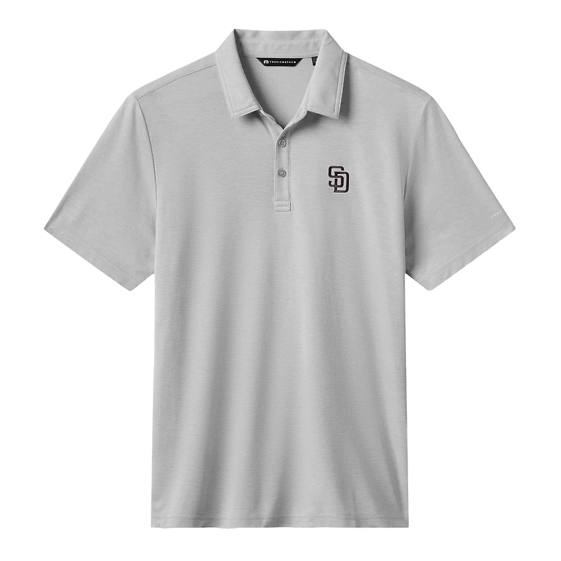 Polo tri-blend TravisMathew gris chiné pour homme, motif éliminatoire des Padres de San Diego