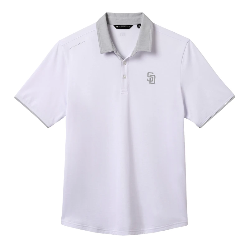 Polo TravisMathew blanc pour homme, San Diego Padres Victory Vibes