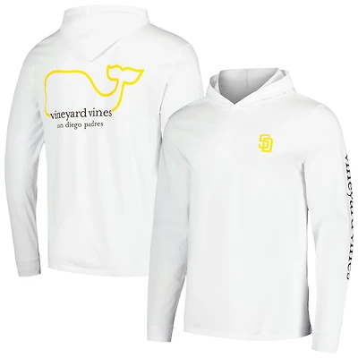 T-shirt à capuche manches longues Vineyard Vines pour hommes, blanc, San Diego Padres