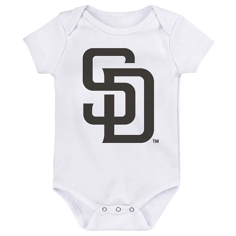 Newborn & Infant Gold/Brown/White San Diego Padres Minor League Player Three-Pack Bodysuit Set