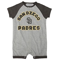 Nouveau-né et nourrisson gris chiné San Diego Padres Extra Base Hit Raglan Full-Snap Barboteuse