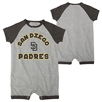 Nouveau-né et nourrisson gris chiné San Diego Padres Extra Base Hit Raglan Full-Snap Barboteuse