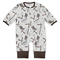 Vêtements pour nouveau-nés et nourrissons par Erin Andrews Heather Gray San Diego Padres Sleep and Play Ensemble pyjama bavoir à fermeture éclair intégrale