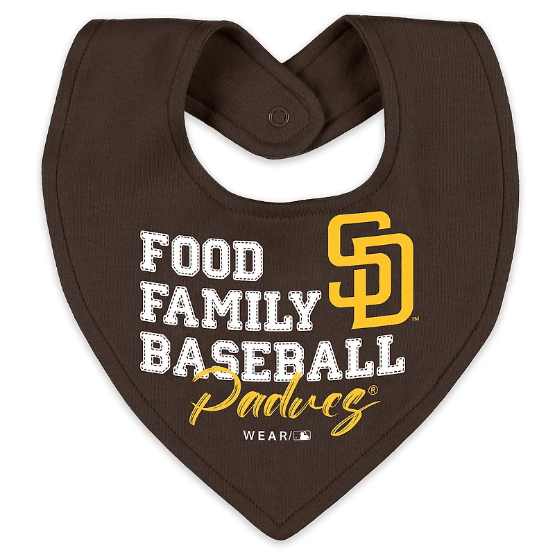 Vêtements pour nouveau-nés et nourrissons par Erin Andrews Heather Gray San Diego Padres Sleep and Play Ensemble pyjama bavoir à fermeture éclair intégrale