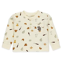 Newborn WEAR by Erin Andrews Cream San Diego Padres Two-Piece Waffle-Knit Sleep Set