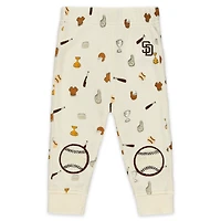 Newborn WEAR by Erin Andrews Cream San Diego Padres Two-Piece Waffle-Knit Sleep Set