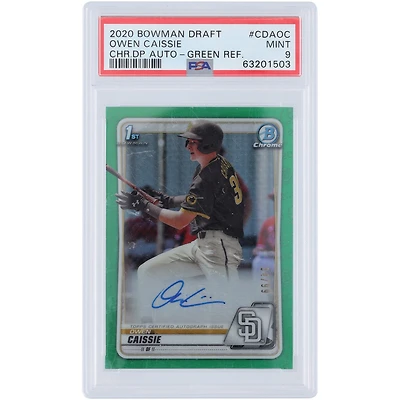 Owen Caissie San Diego Padres Autographed 2020 Bowman Chrome 1st Bowman Green Refractor #CDA-OS #34/99 PSA Authenticated 9 Card