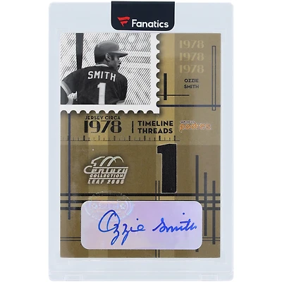 Ozzie Smith San Diego Padres Autographed 2005 Leaf Century Collection Game-Used Relic #TT-13 #14/19 Card
