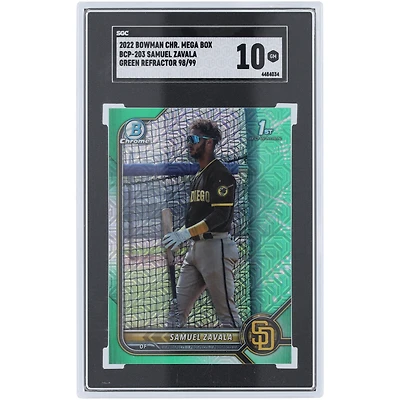 Samuel Zavala San Diego Padres 2022 Bowman Chrome Mega Box Green Refractor #BCP-203 #98/99 SGC Authenticated 10 Card