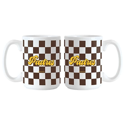 Lot de 2 tasses à motif de damier de 15 oz des Padres de San Diego