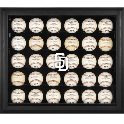 Vitrine de présentation encadrée noire pour 30 boules avec logo des Padres de San Diego