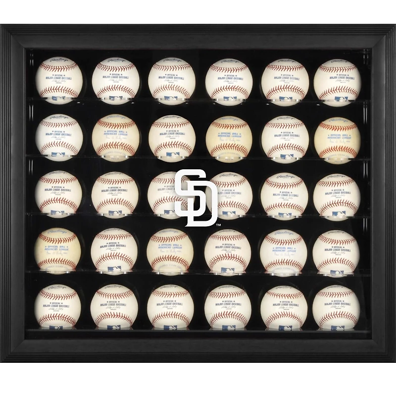 San Diego Padres Logo Black Framed 30-Ball Display Case