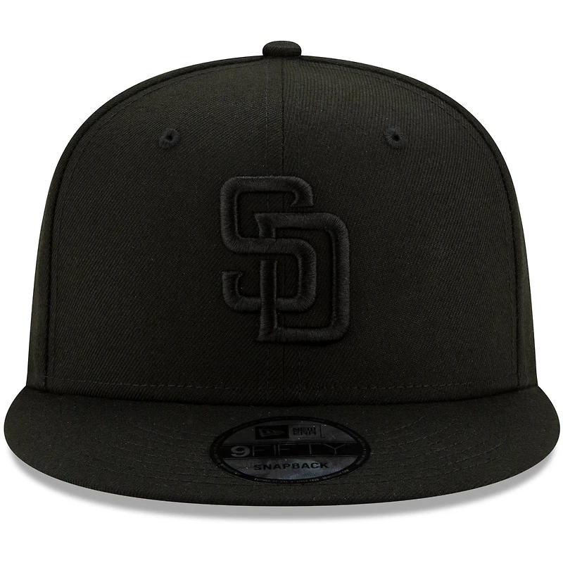 San Diego Padres New Era Black on Black 9FIFTY Snapback Adjustable Hat - Black