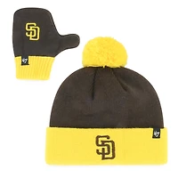 Toddler '47 Brown San Diego Padres Bam Bam Cuffed Knit Hat with Pom & Mittens Set