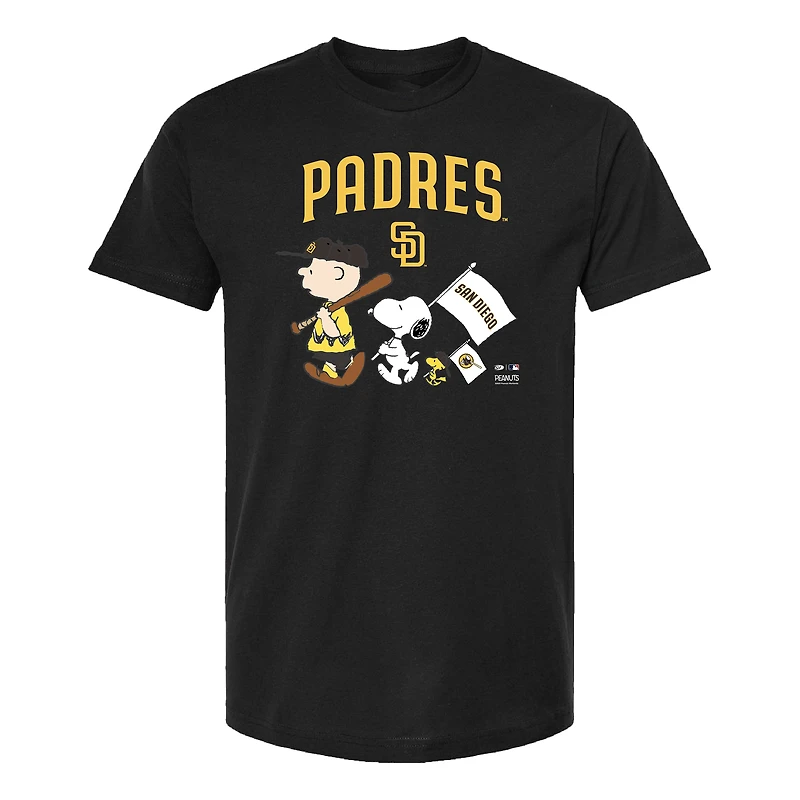 T-shirt noir pour tout-petit San Diego Padres Peanuts Flag