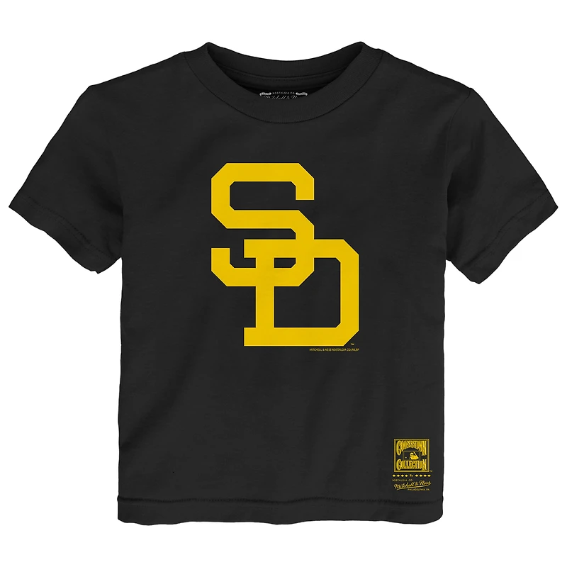 T-shirt Mitchell & Ness noir pour tout-petit avec logo rétro des Padres de San Diego