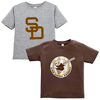 Toddler Soft as a Grape Brown/Heather Gray San Diego Padres Cooperstown Collection Two-Pack T-Shirt Set