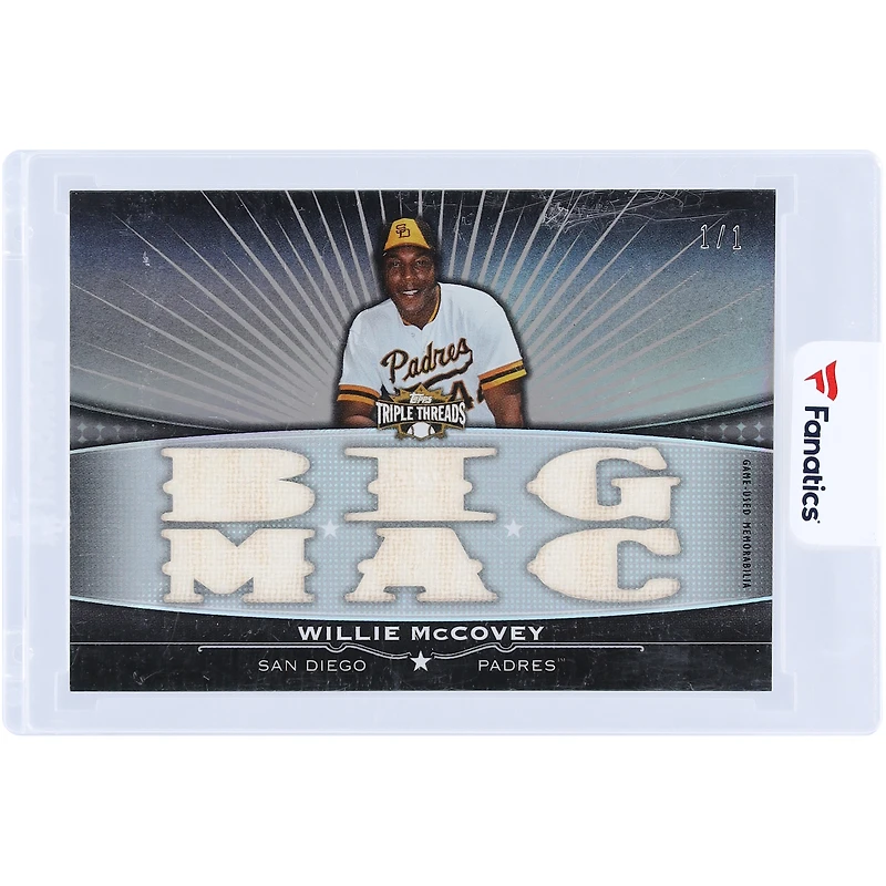 V106832 Padres Willie McCovey San Diego Padres 2011 Topps Triple Threads Multi Game Used Relics #TTFR-11 #1/1 Carte Willie McCovey UNS TPP CARTES À COLLECTIONNER 45846 COLTRC CG01BB1015 #170