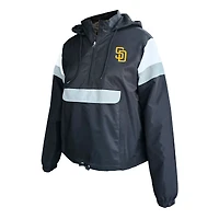 Sweat à capuche anorak grande taille noir pour femme des Padres de San Diego, avec fermeture éclair quart tour