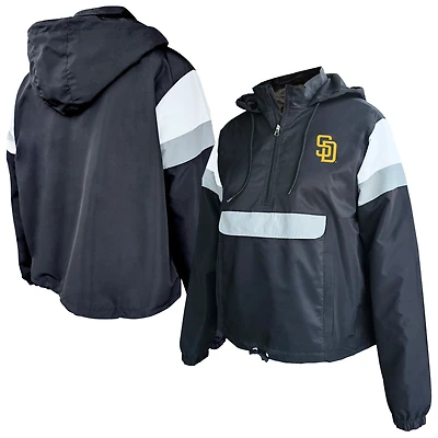 Sweat à capuche anorak grande taille noir pour femme des Padres de San Diego, avec fermeture éclair quart tour