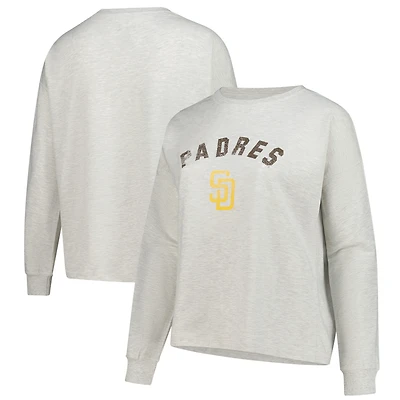 Women's Profile  Heather Gray San Diego Padres Plus French Terry Pullover Sweatshirt