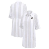 Women's Tommy Bahama  Khaki San Diego Padres Rugby Beach Boyfriend Full-Button Top
